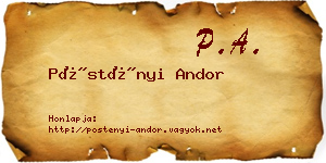 Pöstényi Andor névjegykártya